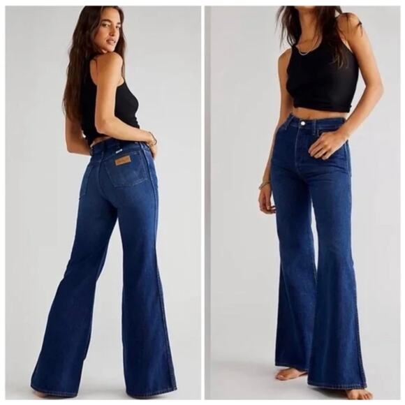 Wrangler x Free People W26 L32 Wanderer The Jeans Redesign Blue - Picture 1 of 8